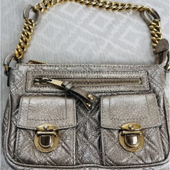 Marc Jacobs Cammie Quilted Metallic Gold Leather Handbag with Chain Strap - Picture 14 of 14